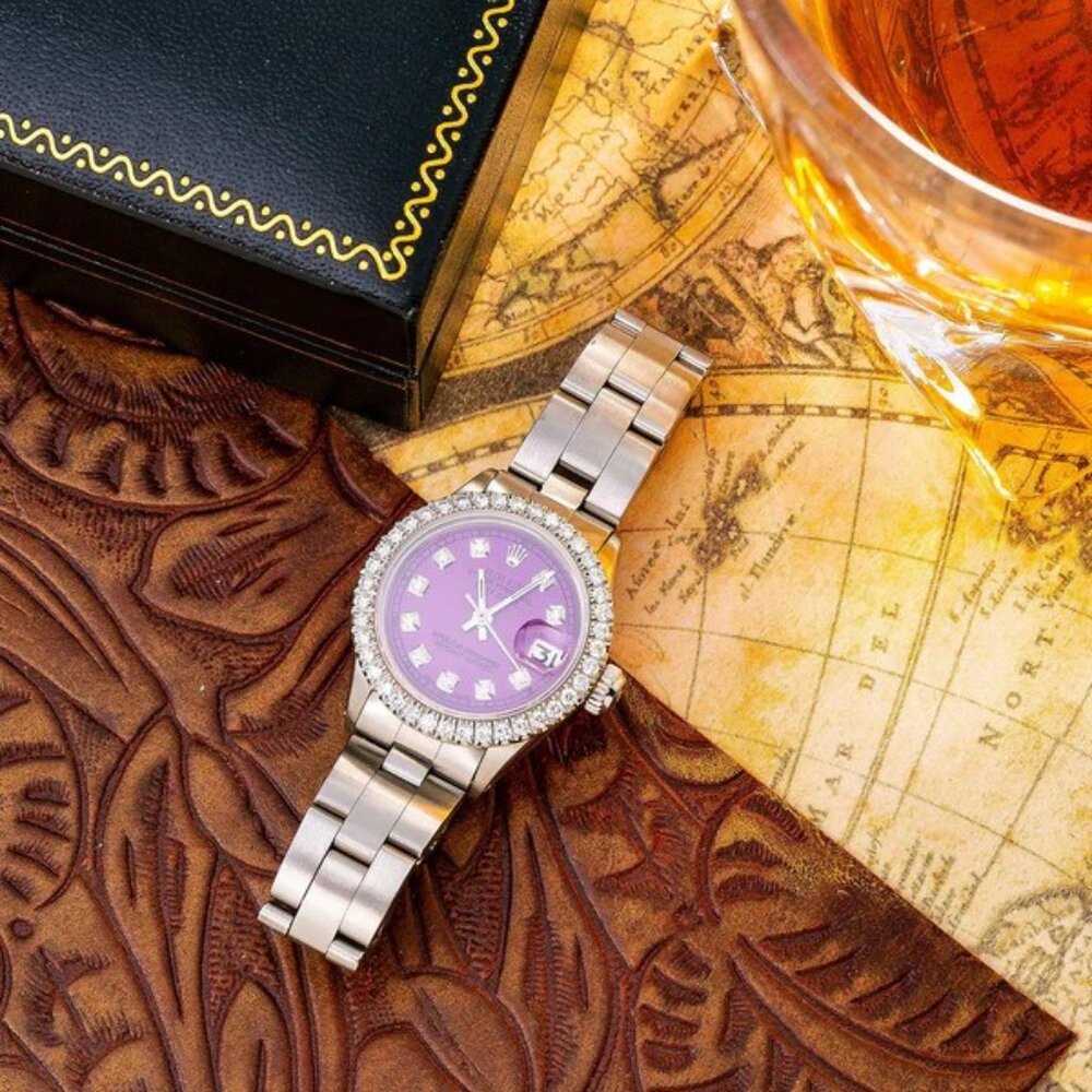 Rolex Oyster Perpetual Datejust 6517 26MM Purple Diamond Dial With Stainless Ste